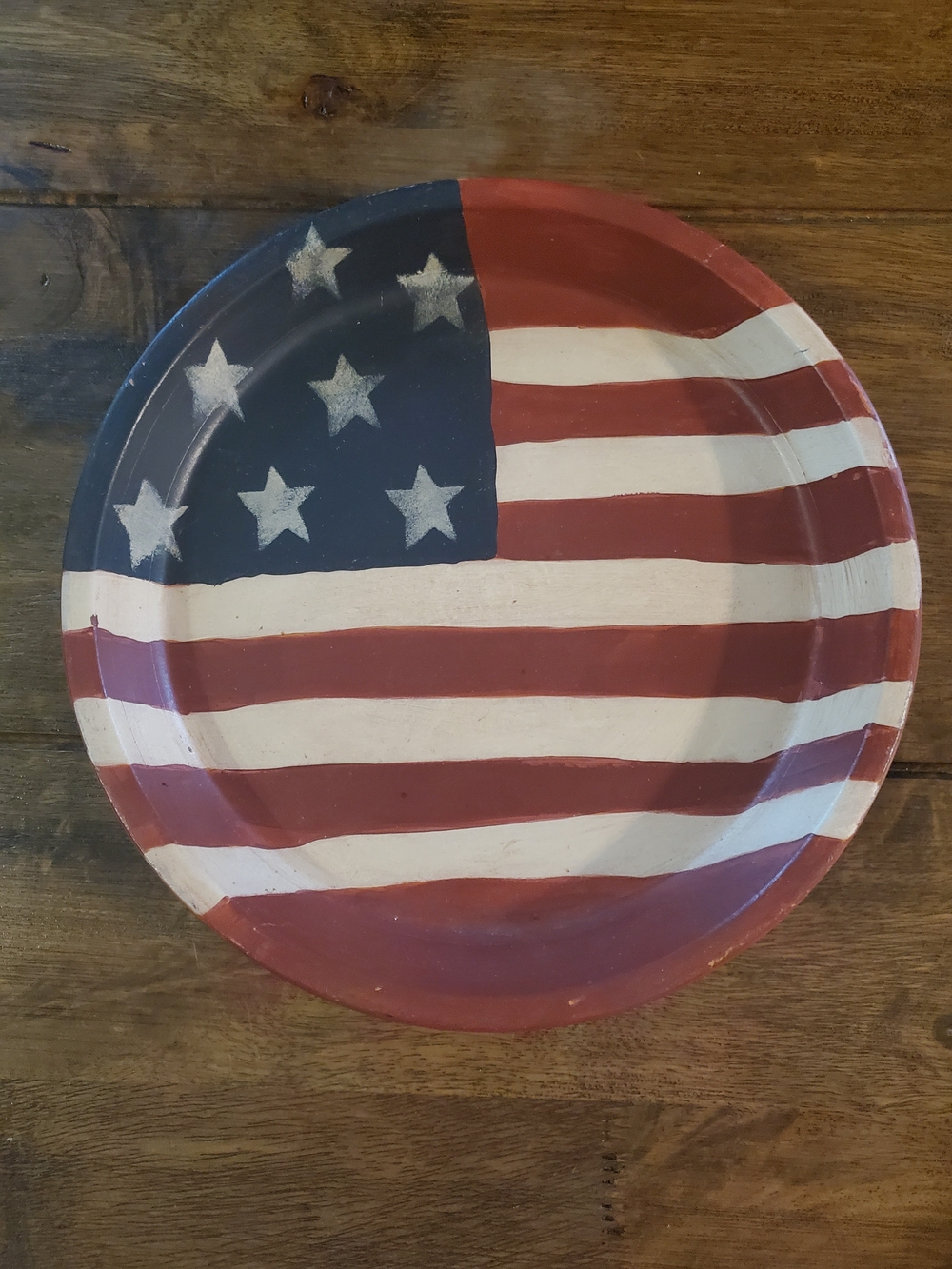 Patriotic American Flag Decorative Plate - Red, White & Blue - Vintage!